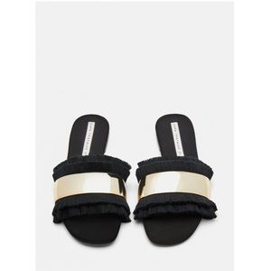 ZARA FURRY BLACK SLIDES *SOLD*